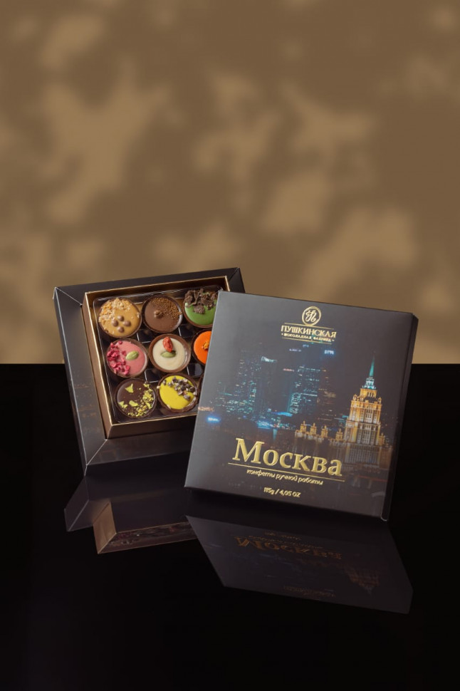  Пушкинская фабрика Конфеты Ассорти (Москва), 115г(чёрная коробка) в Невинномысске